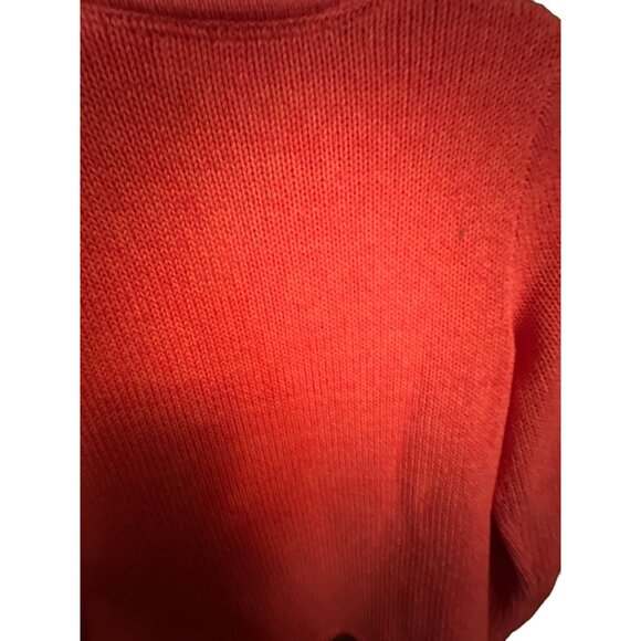 L.L. Bean Womens Salmon Pink Heavy Knit Pullover Sweater 100% Cotton Size XS Pet - Picture 4 of 4